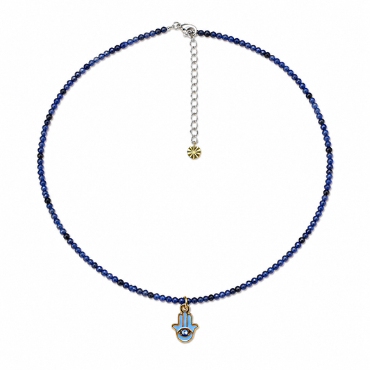 Sodalite Hamsa Protection Choker Gold Plated