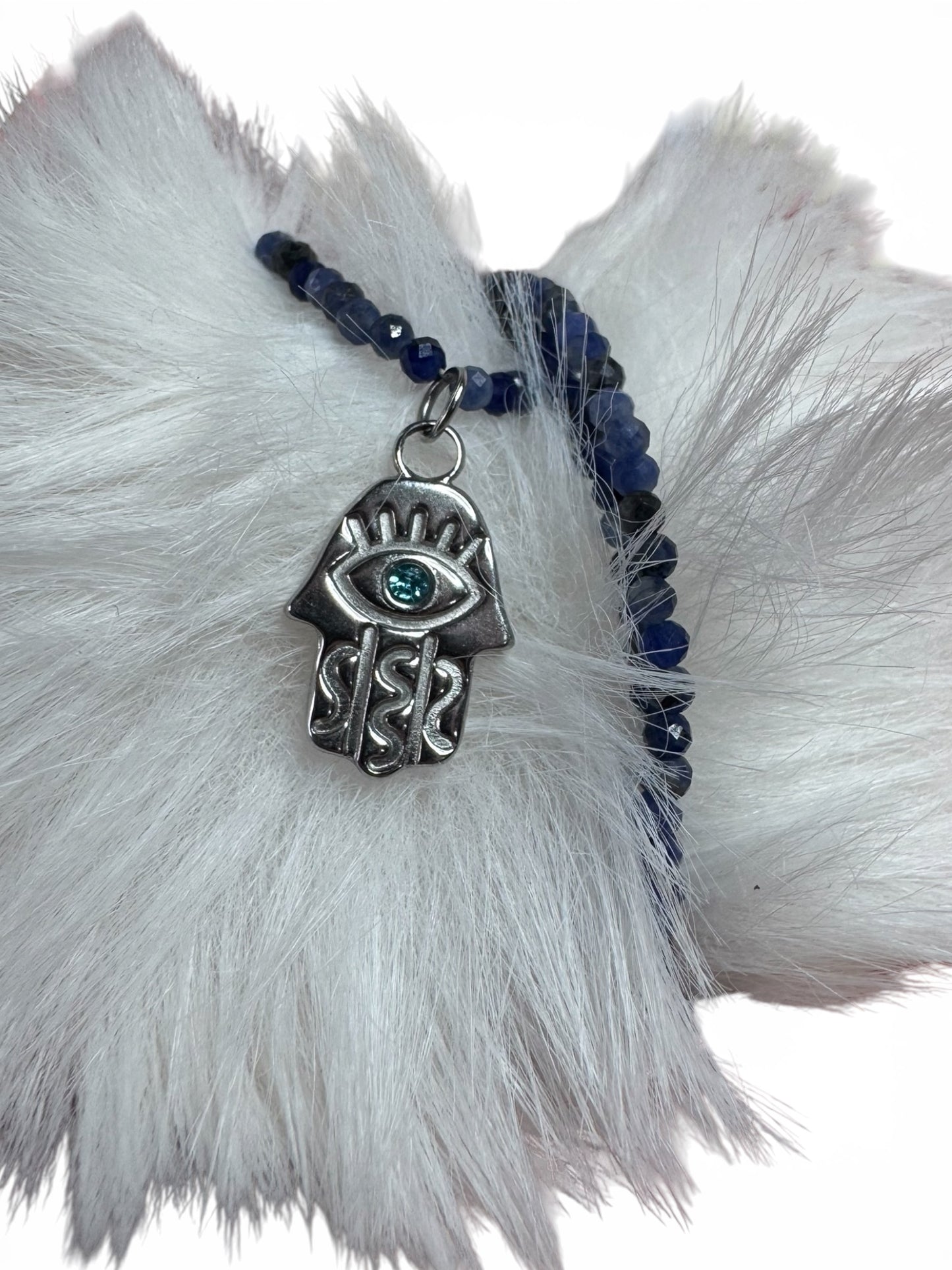 Sodalite Hamsa Protection Choker