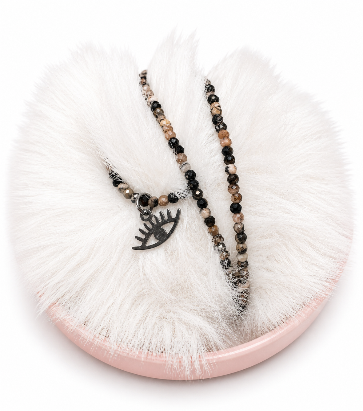 Tourmaline Evil Eye Choker – Silver Finish