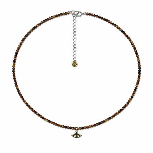 Tiger Eye Evil Eye Choker – 18K Gold Plated