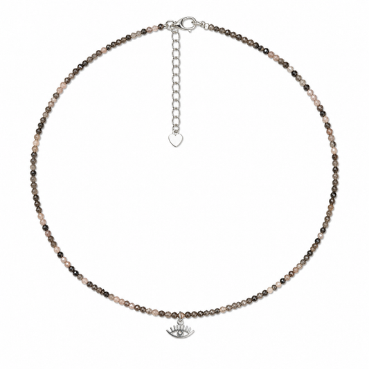 Tourmaline Evil Eye Choker – Silver Finish