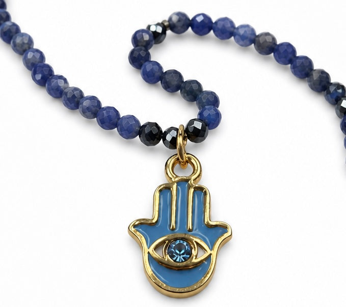 Sodalite Hamsa Protection Choker Gold Plated